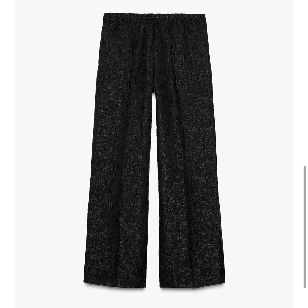 ZARA Wrinkled Effect Organza Pants Wide Leg Pull On Black Women L 7484/399 - Picture 3 of 8